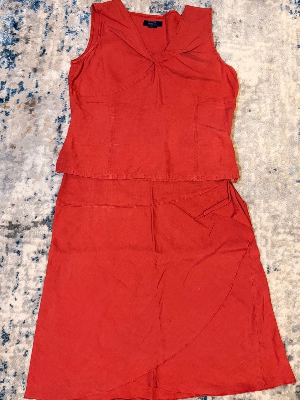 Two Piece Sleeveless Top & Midi Skirt - Classic Wrap-Front Style